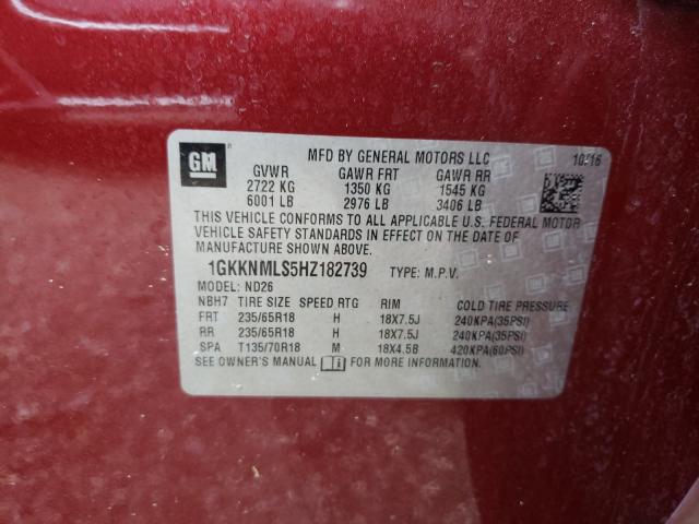 Photo 9 VIN: 1GKKNMLS5HZ182739 - GMC ACADIA SLT 