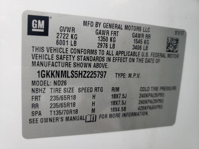 Photo 12 VIN: 1GKKNMLS5HZ225797 - GMC ACADIA 