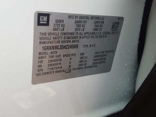 Photo 9 VIN: 1GKKNMLS5HZ245869 - GMC ACADIA SLT 