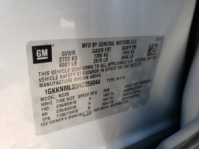 Photo 9 VIN: 1GKKNMLS5HZ259044 - GMC ACADIA SLT 