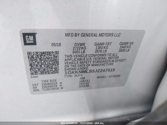 Photo 8 VIN: 1GKKNMLS5JZ247515 - GMC ACADIA 