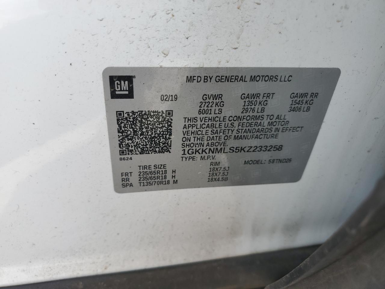 Photo 11 VIN: 1GKKNMLS5KZ233258 - GMC ACADIA 