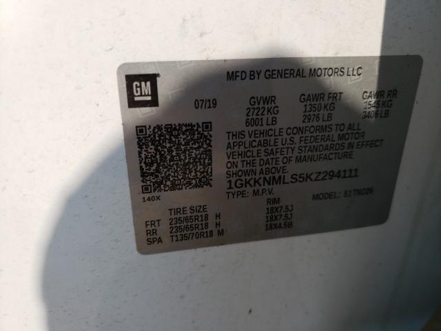 Photo 9 VIN: 1GKKNMLS5KZ294111 - GMC ACADIA SLT 