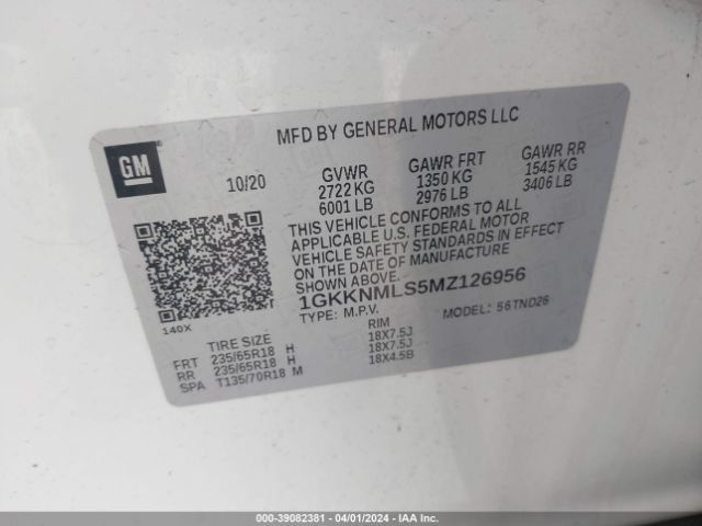 Photo 8 VIN: 1GKKNMLS5MZ126956 - GMC ACADIA 