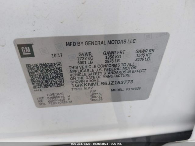 Photo 8 VIN: 1GKKNMLS6JZ153773 - GMC ACADIA 