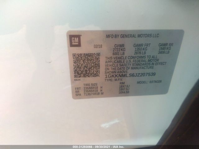 Photo 8 VIN: 1GKKNMLS6JZ207539 - GMC ACADIA 