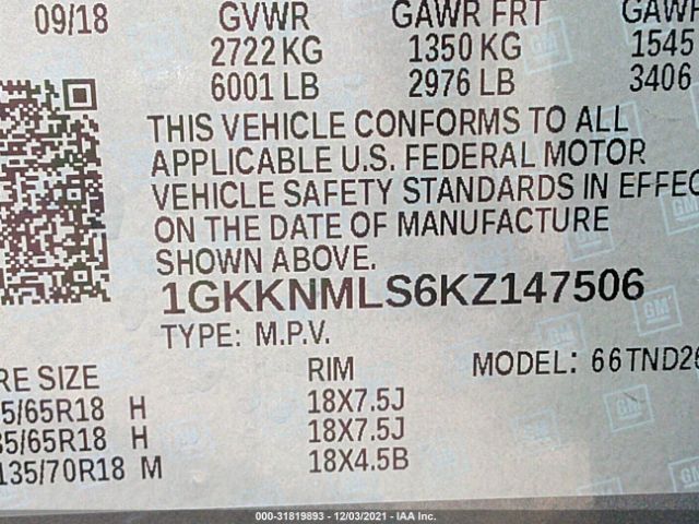 Photo 8 VIN: 1GKKNMLS6KZ147506 - GMC ACADIA 