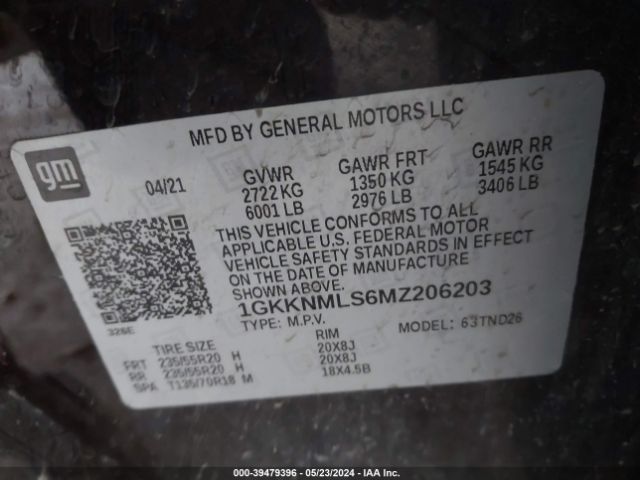 Photo 8 VIN: 1GKKNMLS6MZ206203 - GMC ACADIA 