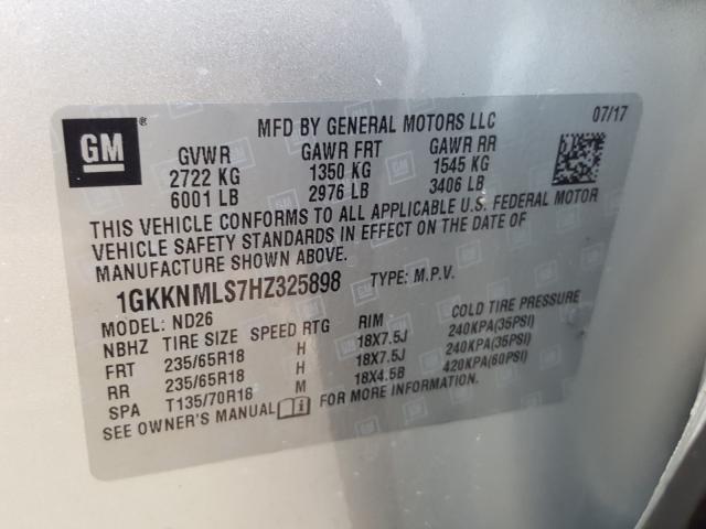 Photo 9 VIN: 1GKKNMLS7HZ325898 - GMC ACADIA SLT 