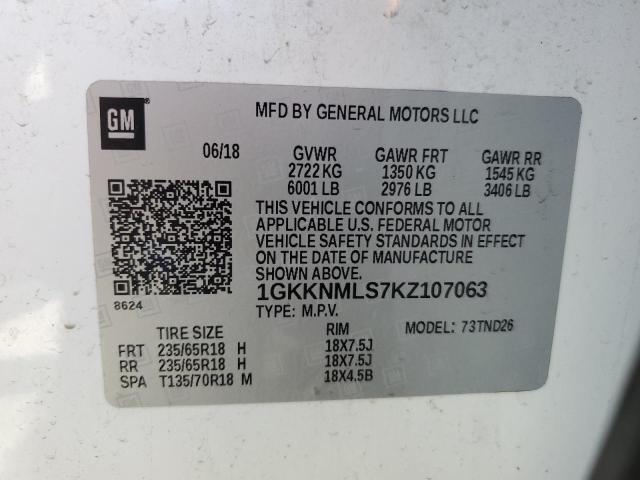 Photo 12 VIN: 1GKKNMLS7KZ107063 - GMC ACADIA SLT 