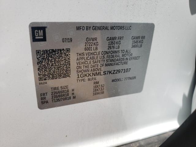 Photo 9 VIN: 1GKKNMLS7KZ297107 - GMC ACADIA SLT 