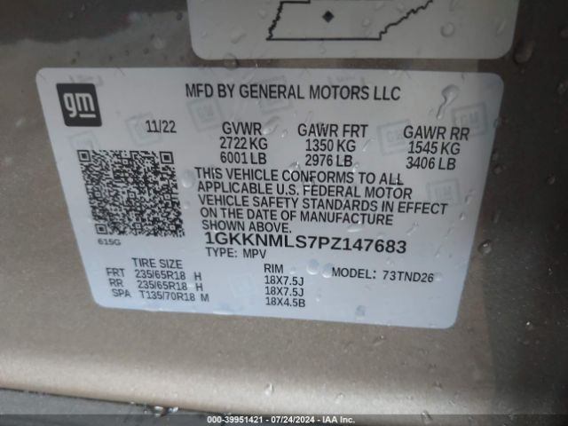 Photo 8 VIN: 1GKKNMLS7PZ147683 - GMC ACADIA 