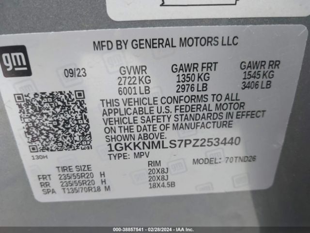 Photo 8 VIN: 1GKKNMLS7PZ253440 - GMC ACADIA 