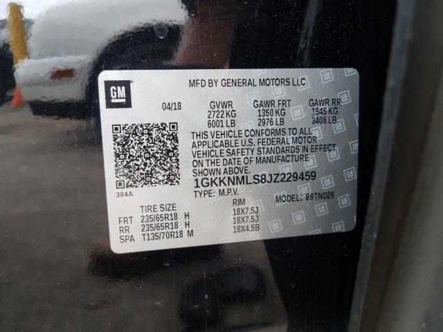 Photo 9 VIN: 1GKKNMLS8JZ229459 - GMC ACADIA SLT 