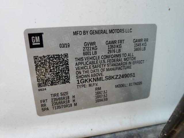 Photo 9 VIN: 1GKKNMLS8KZ249051 - GMC ACADIA SLT 