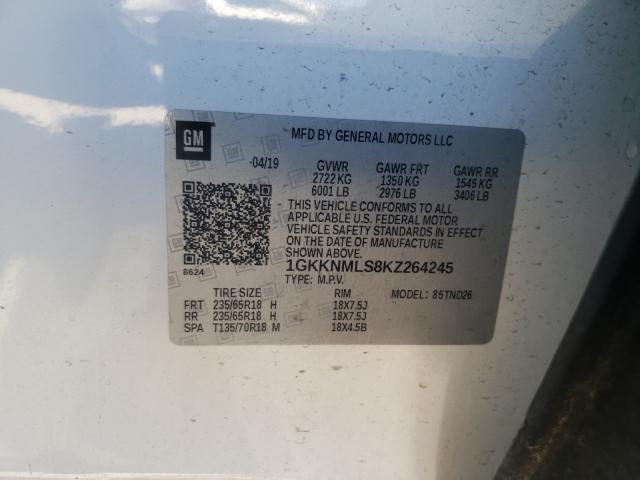 Photo 9 VIN: 1GKKNMLS8KZ264245 - GMC ACADIA SLT 