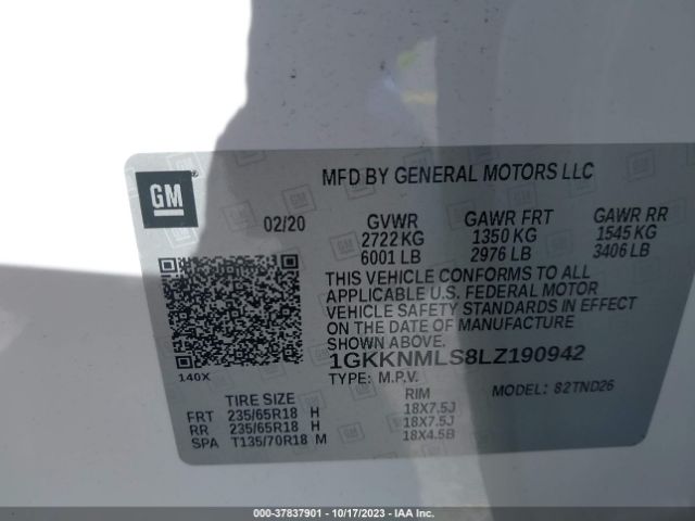 Photo 8 VIN: 1GKKNMLS8LZ190942 - GMC ACADIA 