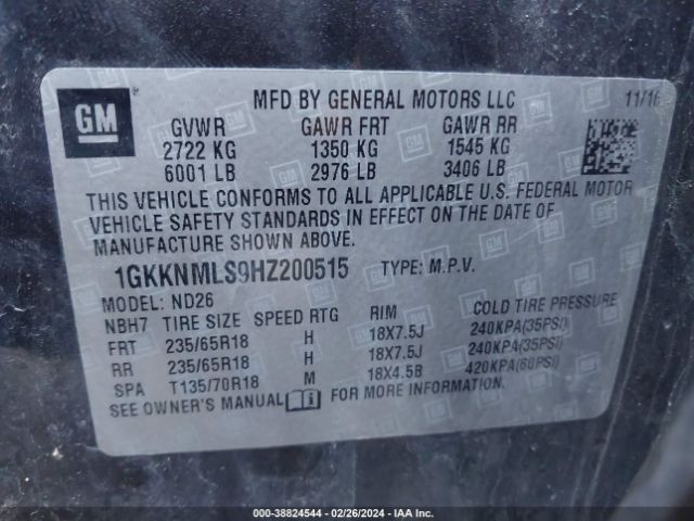 Photo 8 VIN: 1GKKNMLS9HZ200515 - GMC ACADIA 