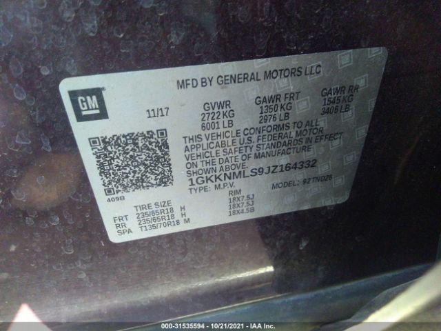 Photo 8 VIN: 1GKKNMLS9JZ164332 - GMC ACADIA 