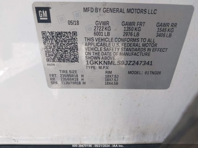 Photo 8 VIN: 1GKKNMLS9JZ247341 - GMC ACADIA 