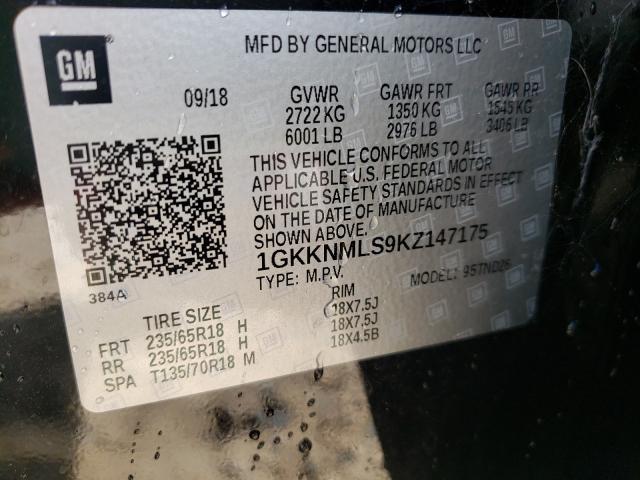 Photo 9 VIN: 1GKKNMLS9KZ147175 - GMC ACADIA SLT 