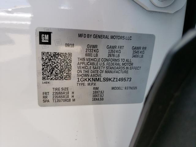 Photo 9 VIN: 1GKKNMLS9KZ149573 - GMC ACADIA SLT 