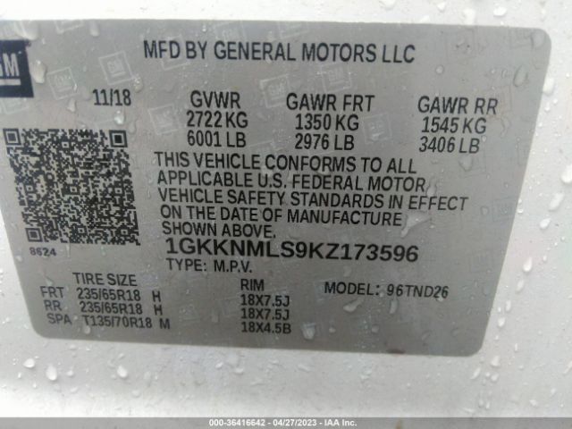 Photo 8 VIN: 1GKKNMLS9KZ173596 - GMC ACADIA 