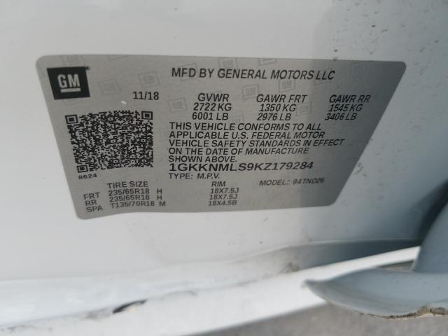 Photo 9 VIN: 1GKKNMLS9KZ179284 - GMC ACADIA SLT 