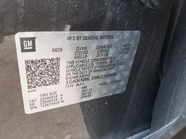 Photo 9 VIN: 1GKKNMLS9KZ255599 - GMC ACADIA SLT 