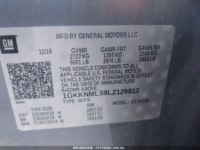 Photo 8 VIN: 1GKKNMLS9LZ129812 - GMC ACADIA 