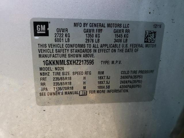 Photo 13 VIN: 1GKKNMLSXHZ217596 - GMC ACADIA SLT 