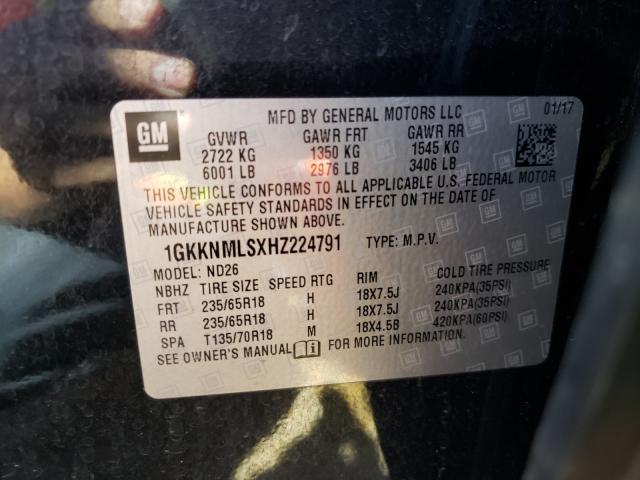 Photo 9 VIN: 1GKKNMLSXHZ224791 - GMC ACADIA SLT 