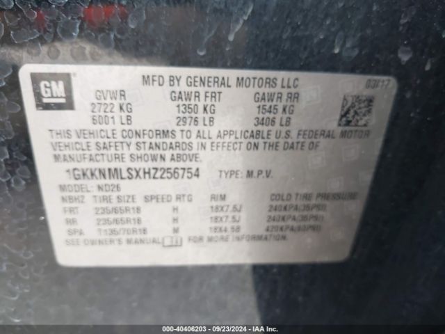 Photo 8 VIN: 1GKKNMLSXHZ256754 - GMC ACADIA 