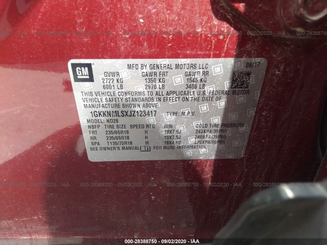 Photo 8 VIN: 1GKKNMLSXJZ123417 - GMC ACADIA 