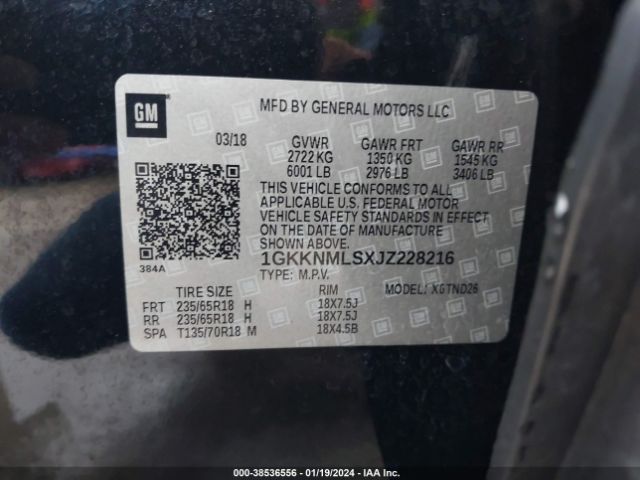 Photo 8 VIN: 1GKKNMLSXJZ228216 - GMC ACADIA 