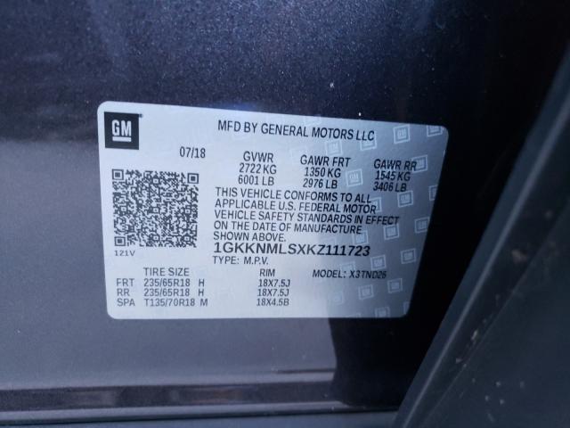 Photo 9 VIN: 1GKKNMLSXKZ111723 - GMC ACADIA SLT 