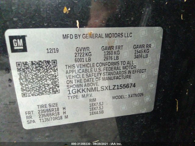 Photo 8 VIN: 1GKKNMLSXLZ155674 - GMC ACADIA 