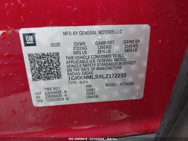 Photo 8 VIN: 1GKKNMLSXLZ172233 - GMC ACADIA 