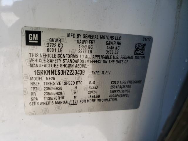 Photo 9 VIN: 1GKKNNLS0HZ233439 - GMC ACADIA SLT 