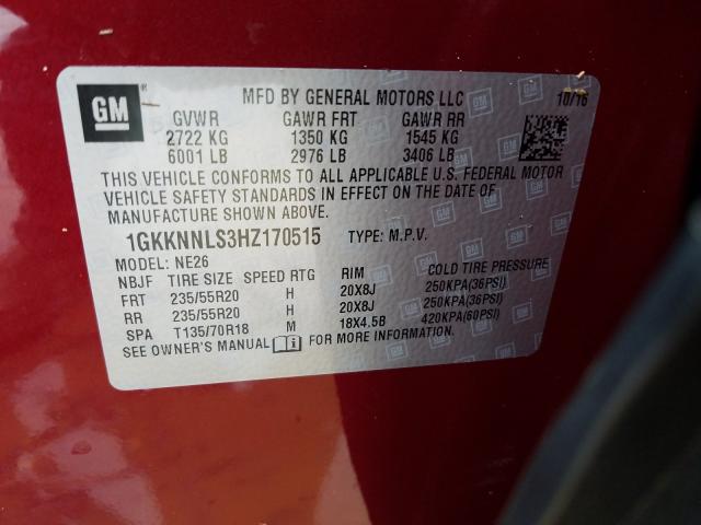 Photo 9 VIN: 1GKKNNLS3HZ170515 - GMC ACADIA SLT 