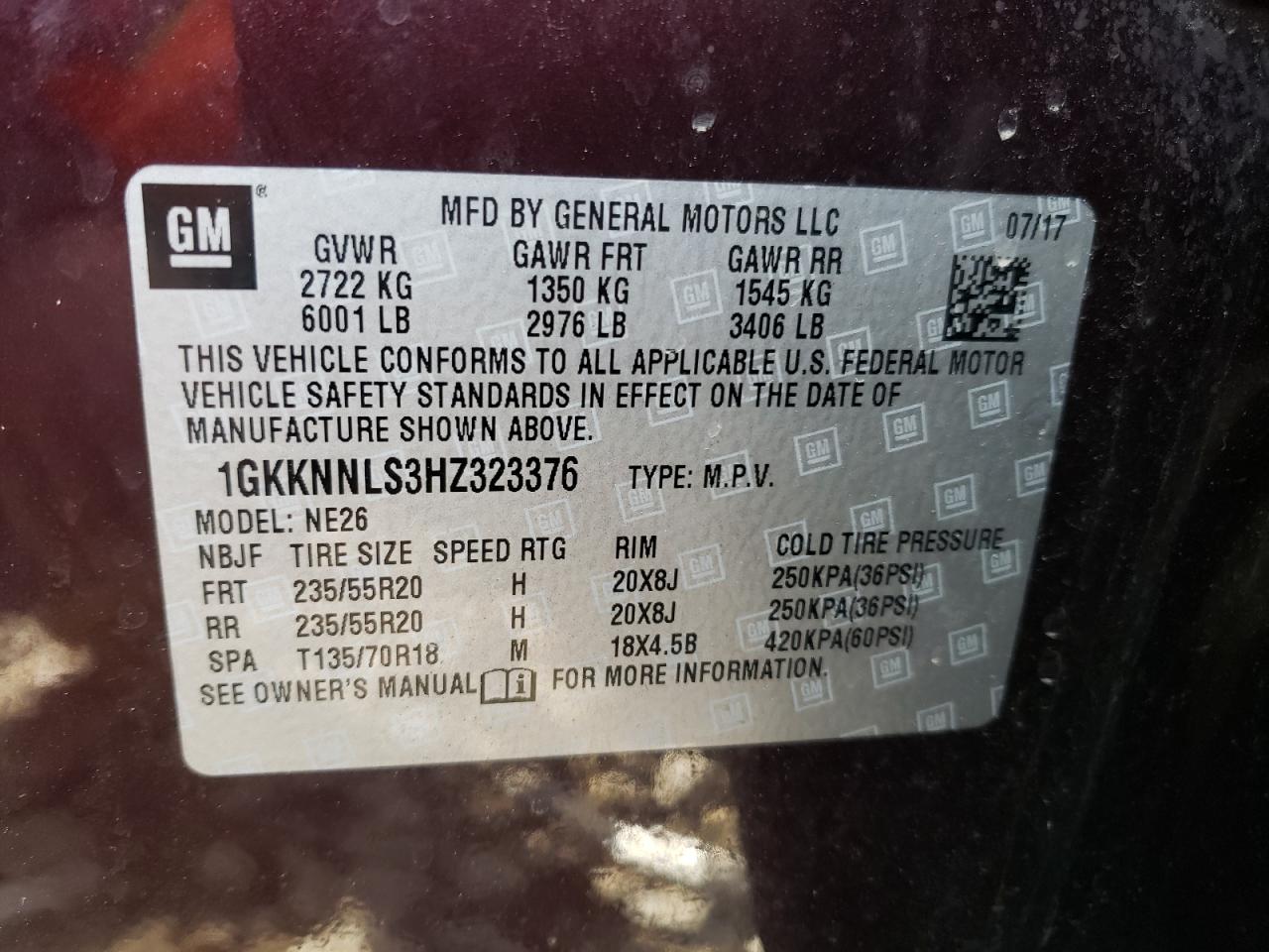 Photo 12 VIN: 1GKKNNLS3HZ323376 - GMC ACADIA 