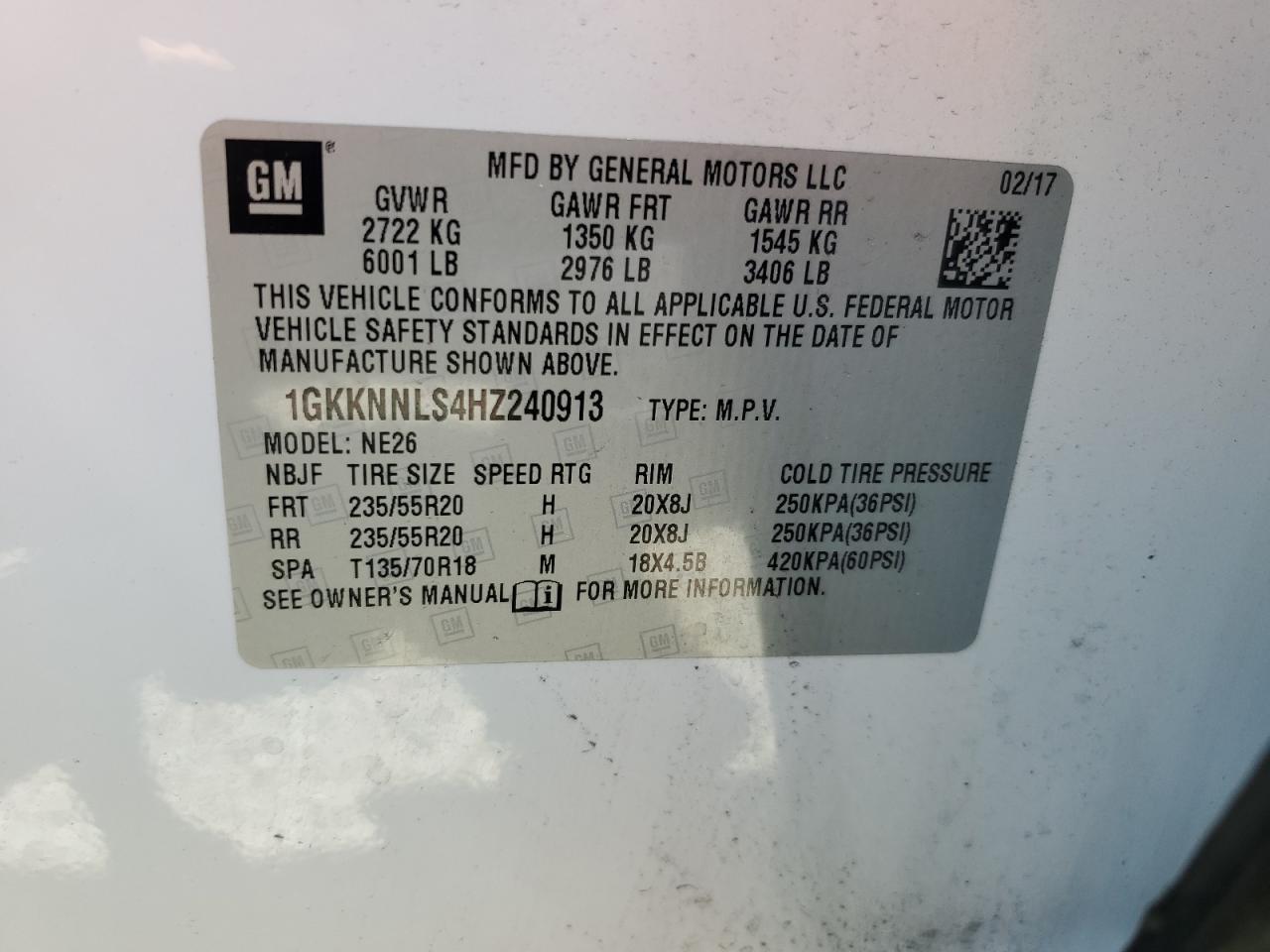 Photo 12 VIN: 1GKKNNLS4HZ240913 - GMC ACADIA 