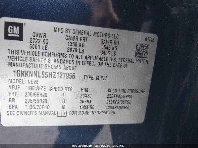 Photo 8 VIN: 1GKKNNLS5HZ127956 - GMC ACADIA 