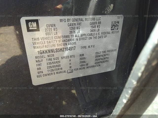 Photo 8 VIN: 1GKKNNLS5HZ184917 - GMC ACADIA 