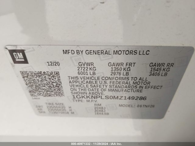 Photo 8 VIN: 1GKKNPLS0MZ149286 - GMC ACADIA 