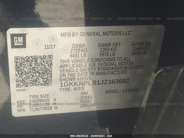 Photo 8 VIN: 1GKKNPLS1JZ163662 - GMC ACADIA 