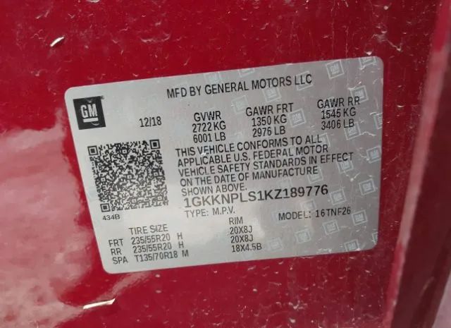 Photo 8 VIN: 1GKKNPLS1KZ189776 - GMC ACADIA 