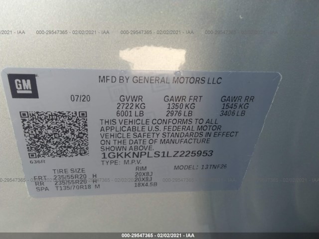 Photo 8 VIN: 1GKKNPLS1LZ225953 - GMC ACADIA 