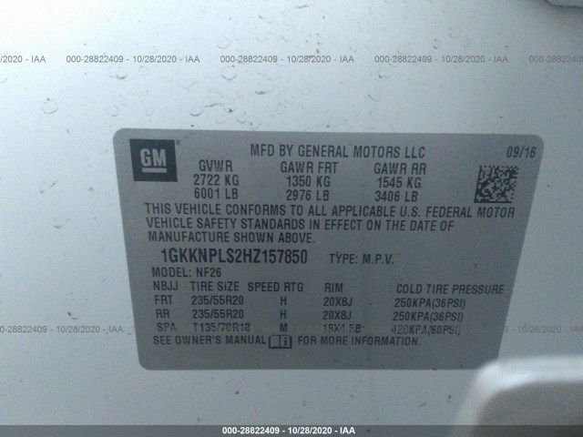 Photo 8 VIN: 1GKKNPLS2HZ157850 - GMC ACADIA 