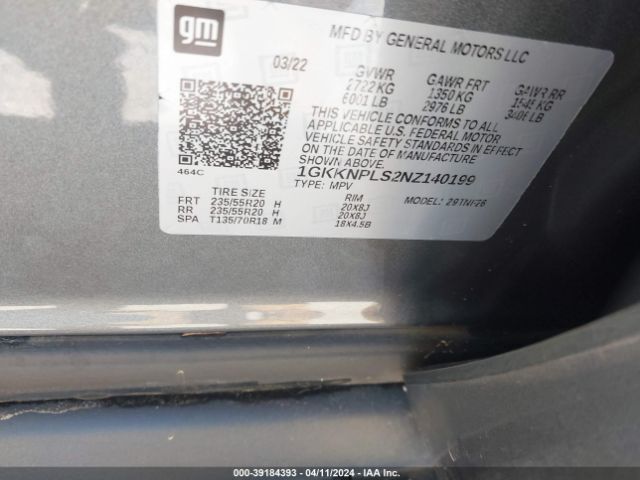 Photo 8 VIN: 1GKKNPLS2NZ140199 - GMC ACADIA 